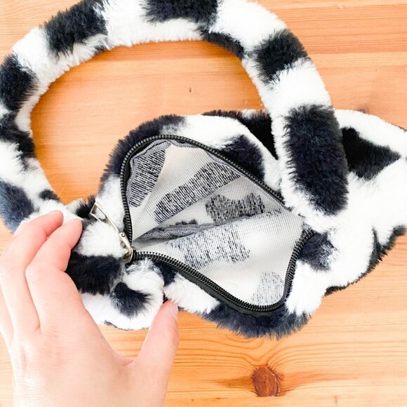 🦋 Y2K Cow Print Shoulder Bag Purse Fuzzy - Picture 3 of 3